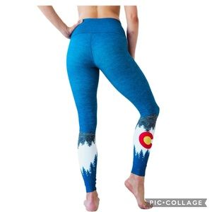 Askels Royal Blue Colorado Flag Athletic Fit Moisture Wicking Ankle Leggings